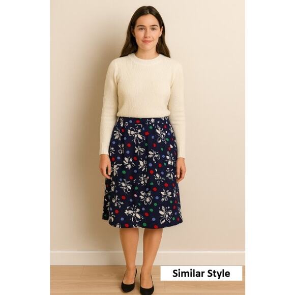 Vintage 80s Pendleton Miss Sophisticates Blue Floral Polka Dot Skirt Sz 6 - Picture 6 of 6